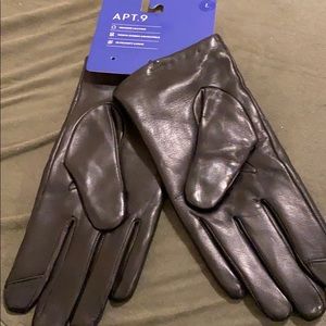 Brand New Apt.9 black leather gloves women size L